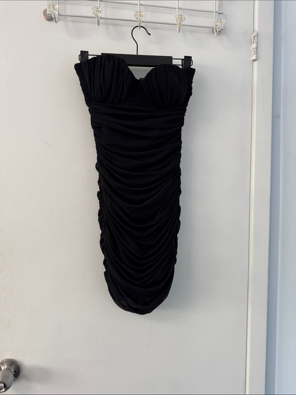Marciano Black Strapless Ruched Cocktail Dress
